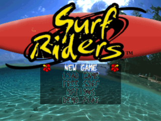 Surf Riders title screen for Playstation